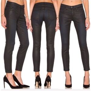 Current/Elliott Black Coated Skinny Jeans